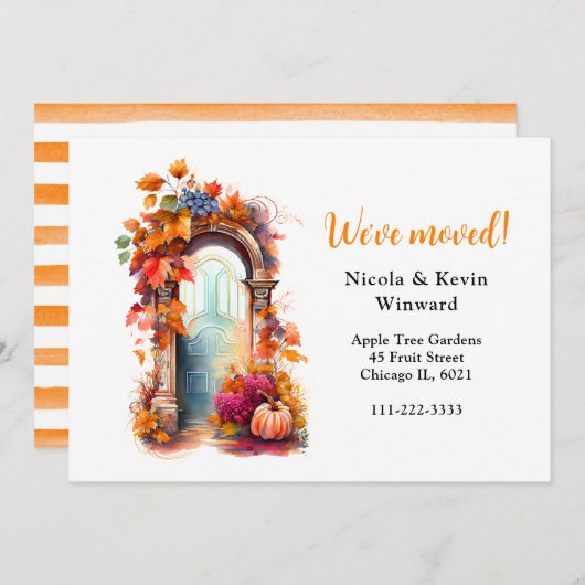 引っ越しました秋紅葉ドア 案内状 (正面/裏面)