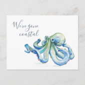 引っ越しました移動アナウンスメントカード水色 ポストカード (正面)