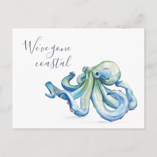 引っ越しました移動アナウンスメントカード水色 ポストカード (正面)