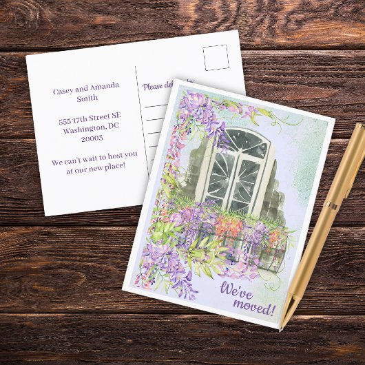 引っ越しました窓バルコニー葉書 ポストカード