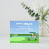 引っ越しました箱付きゴルフカート 案内ポストカード (スタンド正面)