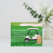 引っ越しました箱付きゴルフカート 案内ポストカード (スタンド正面)