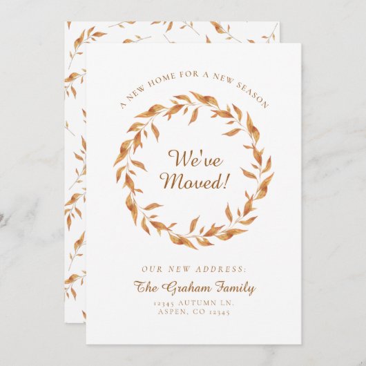 引っ越しました紅葉リースの移動告知 (正面/裏面)