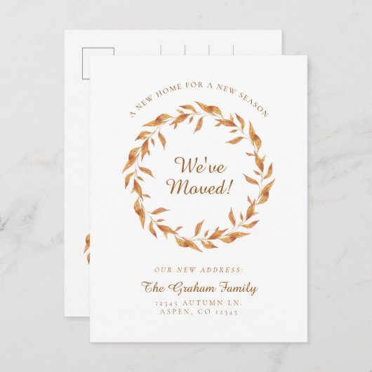 引っ越しました紅葉感謝祭の動き 案内ポストカード (正面/裏面)