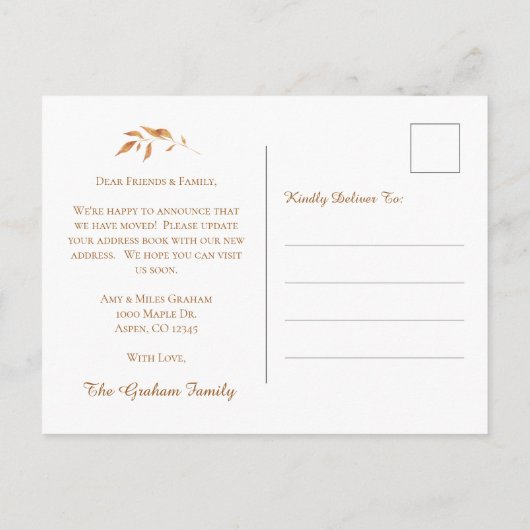 引っ越しました紅葉感謝祭の動き 案内ポストカード (裏面)