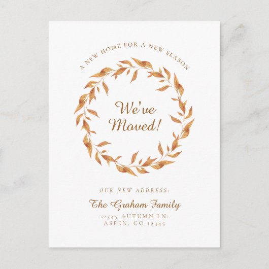 引っ越しました紅葉感謝祭の動き 案内ポストカード (正面)