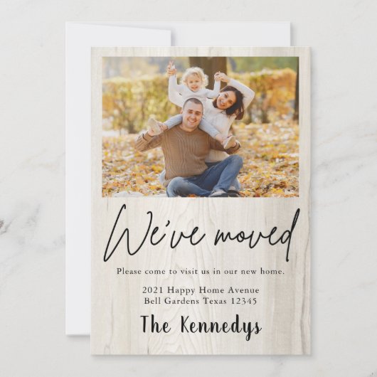 引っ越しました素朴の写真の移動の発表 案内状 (正面)