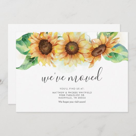 引っ越しました素朴ひまわり移動告知 案内状 (正面/裏面)