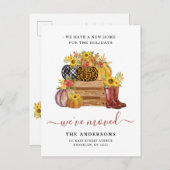 引っ越しました素朴フローラパンプキンズホリデームービング 案内ポストカード (正面/裏面)