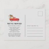 引っ越しました素朴レッドトラック新しい住所の移動 案内ポストカード (裏面)