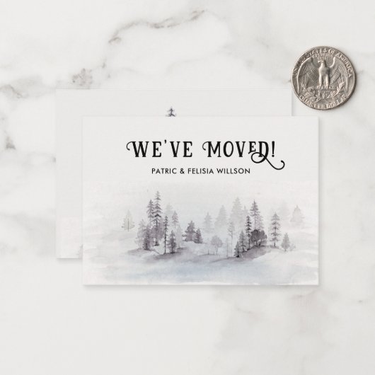 引っ越しました素朴水彩林 ノートカード (正面/裏面インサイチュ)