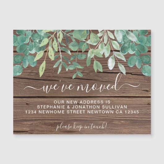 引っ越しました素朴発表用磁気カード マグネット招待状 (正面)