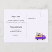 引っ越しました紫色のトラックを移動 案内ポストカード (裏面)