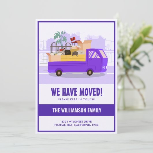 引っ越しました紫色のトラックを移動 案内状 (スタンド正面)