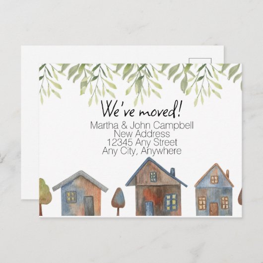 引っ越しました編集可能な新しいアドレス ポストカード (正面/裏面)