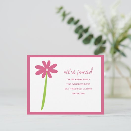 引っ越しました花発表会（ピンク） 案内状 (スタンド正面)