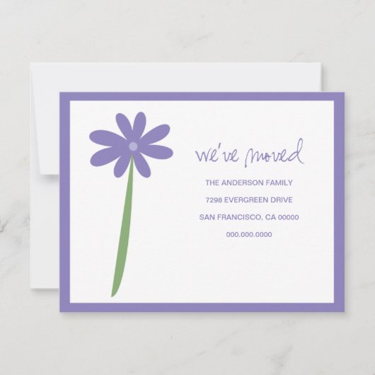 引っ越しました花発表会（紫） 案内状 (正面)