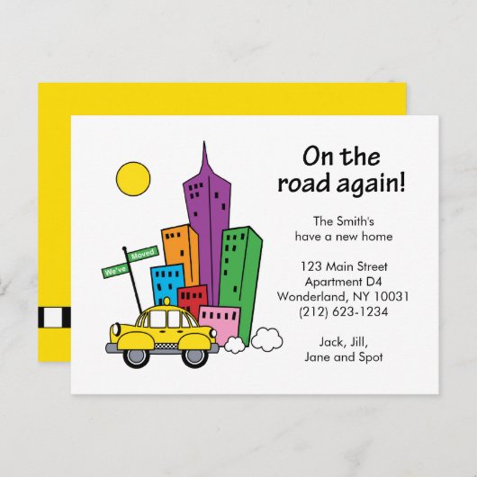 引っ越しました街並み – はがき 案内ポストカード (正面/裏面)