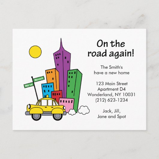 引っ越しました街並み – はがき 案内ポストカード (正面)