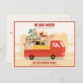 引っ越しました赤いトラックを移動 案内ポストカード (正面/裏面)