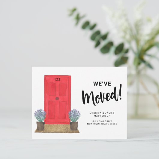 引っ越しました赤ドア移動案内はがき 案内ポストカード (スタンド正面)