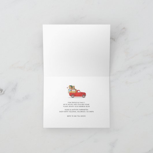 引っ越しました赤貨物自動車の転勤 ノートカード (内部)