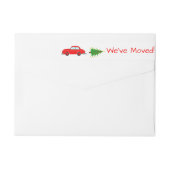 引っ越しました車および木のクリスマスのラベル ラップアラウンドラベル (裏面)