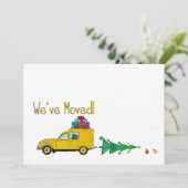 引っ越しました車とツリーのクリスマスカード シーズンカード (スタンド正面)