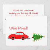 引っ越しました車とツリーのクリスマスカード シーズンカード (正面/裏面)
