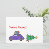 引っ越しました車とツリーのクリスマスカード シーズンカード (スタンド正面)