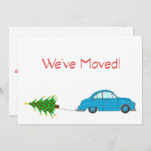 引っ越しました車とツリーのクリスマスカード シーズンカード (正面/裏面)