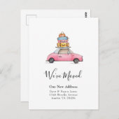 引っ越しました車と荷物告知はがき ポストカード (正面/裏面)