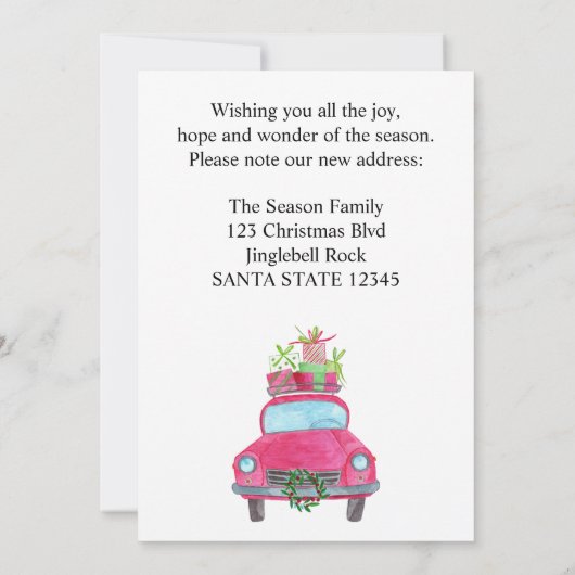 引っ越しました車 招待状 (裏面)