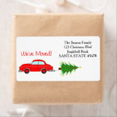 引っ越しました車、木とギフトのクリスマスラベル ラベル (インサイチュ)