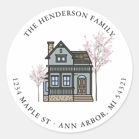 引っ越しました転居予告 ラウンドシール (正面)