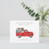 引っ越しました転居赤台車移動 案内ポストカード (スタンド正面)