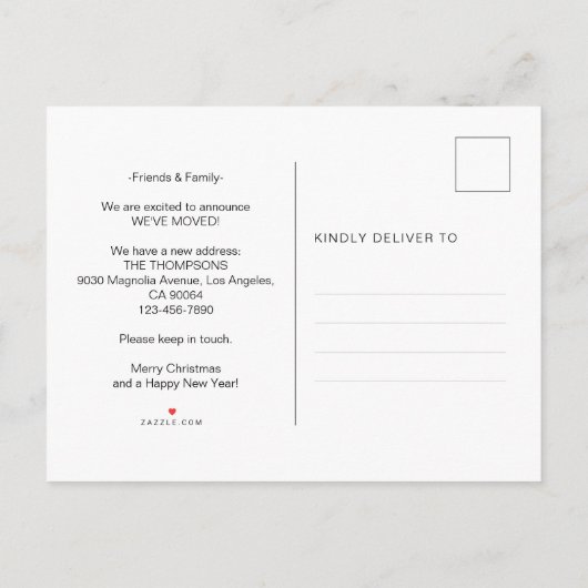 引っ越しました金ゴールドネイビーブルーフォトホリデームービング 案内ポストカード (裏面)