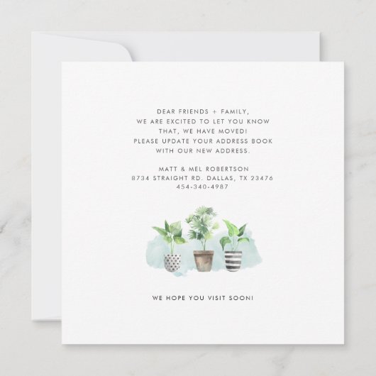 引っ越しました鉢植え新しい根の移動 案内状 (裏面)