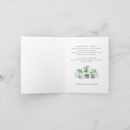 引っ越しました鉢植え新しい根の移動 案内状 (内部)