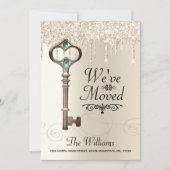 引っ越しました鍵滴下グリッターアドレスの変更 案内状 (正面)