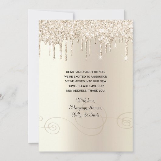 引っ越しました鍵滴下グリッターアドレスの変更 案内状 (裏面)