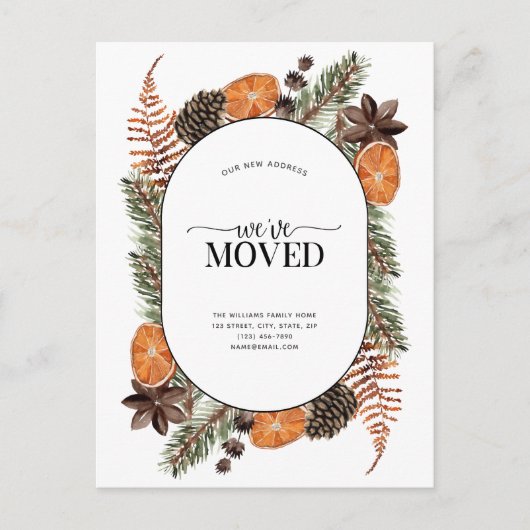 引っ越しました防寒冬発表葉書 案内ポストカード (正面)