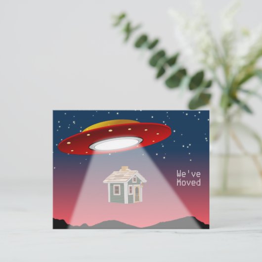 引っ越しました飛んでいるソーサーの新しいアドレス 案内ポストカード (スタンド正面)