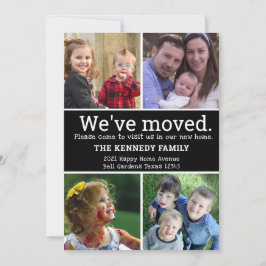 引っ越しました4フォトコラージュ白黒ムービング 案内状