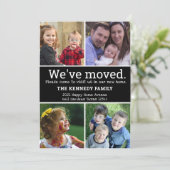 引っ越しました4フォトコラージュ白黒ムービング 案内状 (スタンド正面)