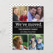 引っ越しました4フォトコラージュ白黒ムービング 案内状 (正面/裏面)
