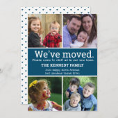 引っ越しました4 Photo Collage BlueとWhite Moving 案内状 (正面/裏面)