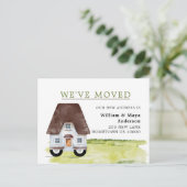 引っ越しました、おもしろいハウスオンホイールズ インビテーションポストカード (スタンド正面)