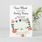 引っ越しました |かわいいかわいらし子猫 招待状 (スタンド正面)