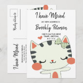 引っ越しました |かわいいかわいらし子猫 招待状 (正面/裏面)